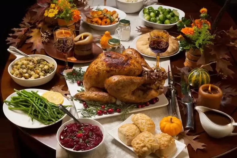 thanksgiving dinner on the table