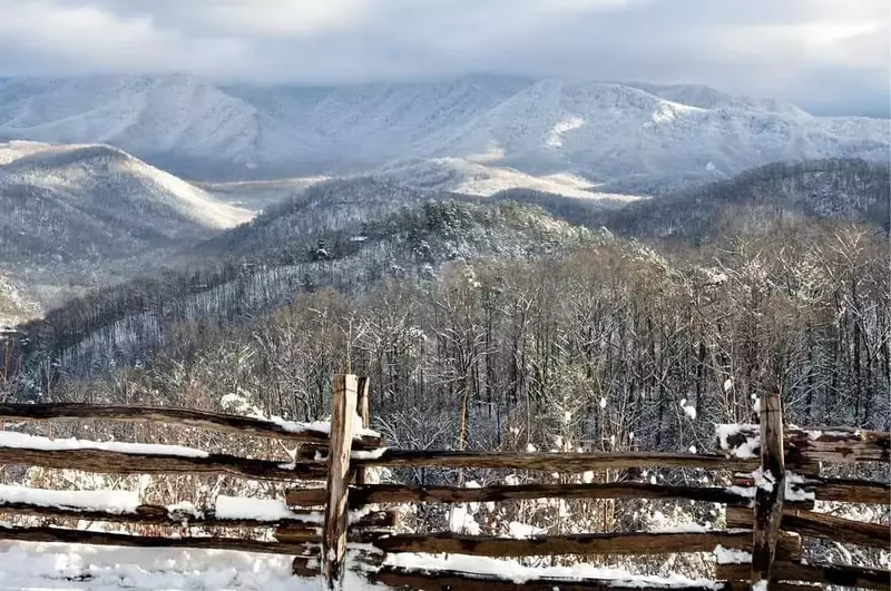 Stunning winter scene in Gatlinburg TN.