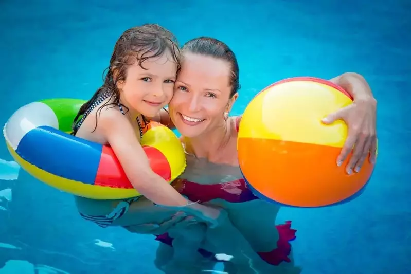 happy child and mom staying in a cabin in Pigeon Forge with pool access