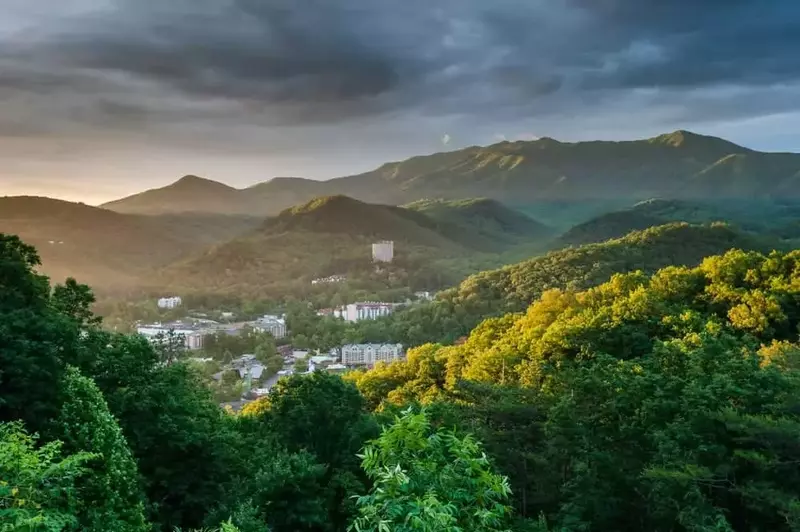 view of downtown Gatlinburg visitors get during a Gatlinburg vacation weekend