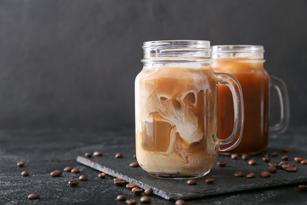 iced coffee in mason jars