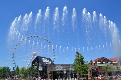 The show fountain is one of the things at The Island in Pigeon Forge TN