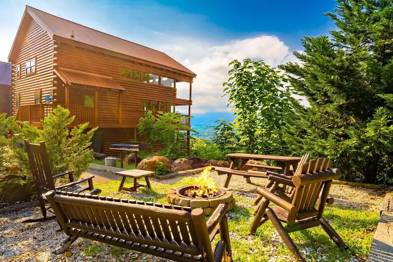 the majestic is one of the best Smoky Mountain cabins with fire pits