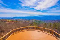 winter view from deck of Summit Solitude cabin